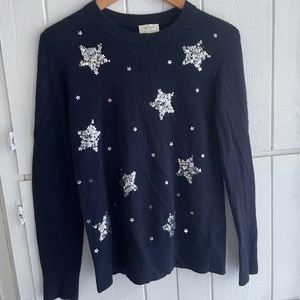 Navy blue holiday sparkle star sweater